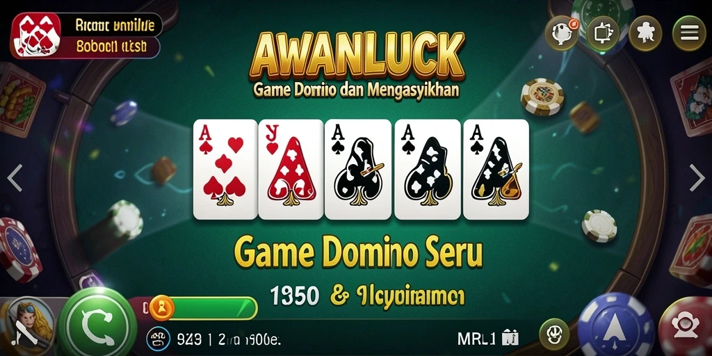 Tampilan gameplay AWANLUCK yang menarik dengan suasana permainan Domino.