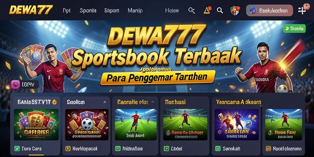 Tampilan dari aplikasi DEWA777 yang menampilkan fitur taruhan olahraga.