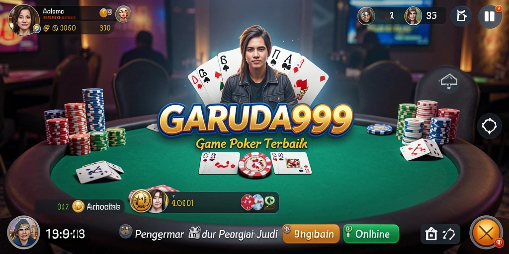 Tampilan gameplay Poker yang mendebarkan di GARUDA999.
