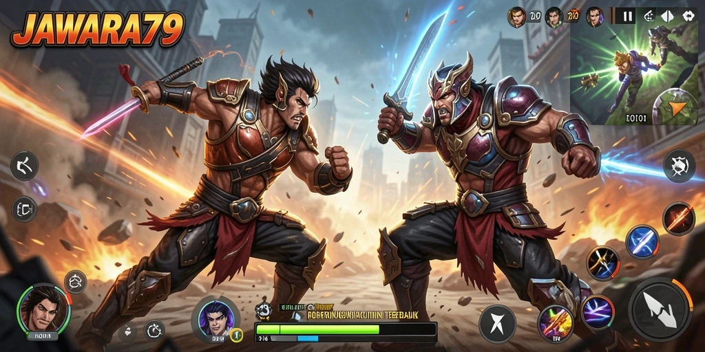 Screenshot JAWARA79 menunjukkan momen aksi seru dalam pertarungan.