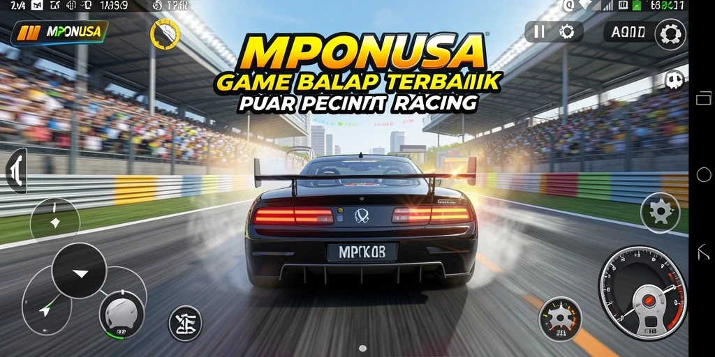 Screenshot menunjukkan aksi balap mendebarkan di MPONUSA.