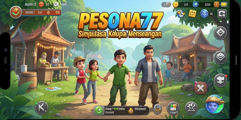 Screenshot utama PESONA77 menampilkan gameplay simulasi kehidupan yang realistis.