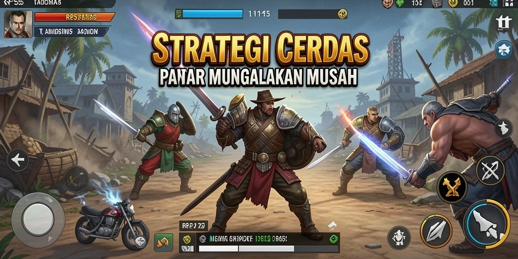 Screenshot utama RP55 menampilkan pertempuran strategi yang menegangkan.