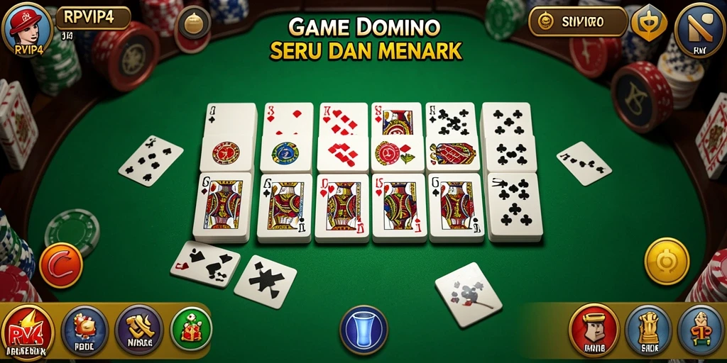 Screenshot gameplay RPVIP4 yang menunjukkan suasana permainan Domino.